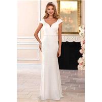 Style 6409 by Stella York - Ivory  White Crepe Belt  V-Back Floor Sweetheart Body-skimming Capped We