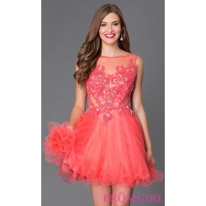 My Stuff, Short Sleeveless Dress with Illusion Bodice GS2156 - Brand Prom Dresses|Beaded Evening Dre