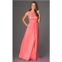 Sleeveless Floor Length Lace Embellished Coral Dress - Brand Prom Dresses|Beaded Evening Dresses|Uni