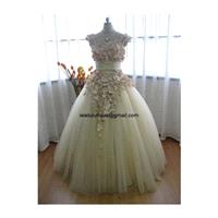 Beautiful Beige Tulle Autumn Fall Wedding Dress CM1005 - Hand-made Beautiful Dresses|Unique Design C