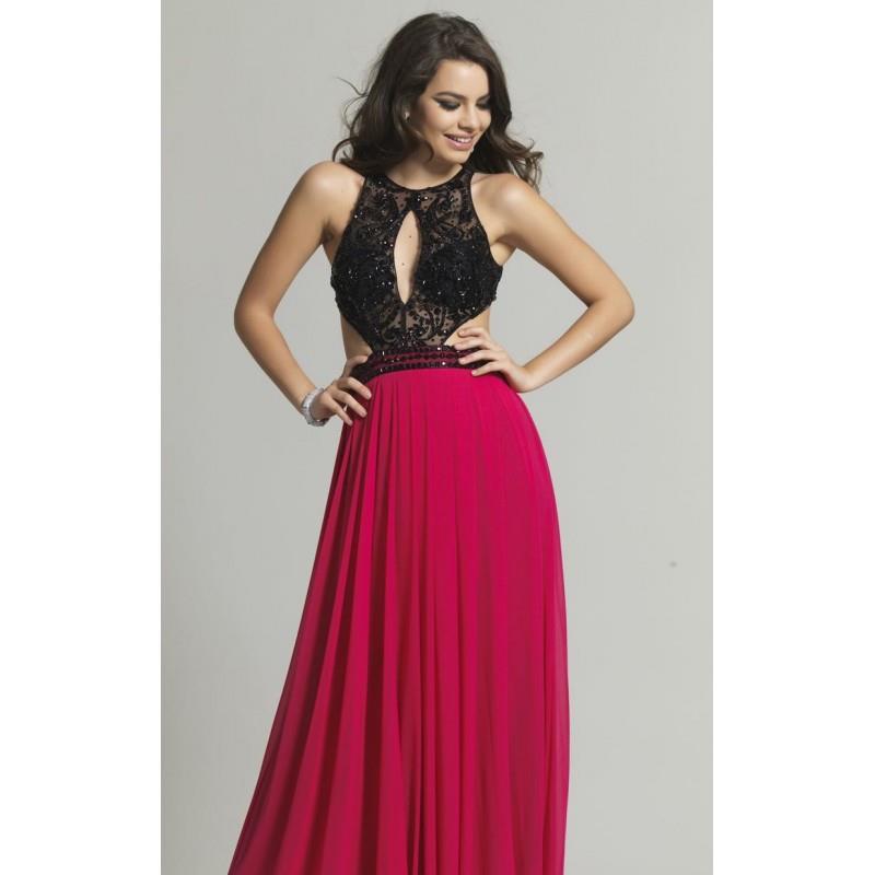My Stuff, Fuchsia Beaded Side Cutout Gown by Dave and Johnny - Color Your Classy Wardrobe