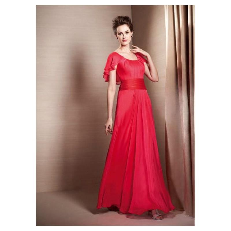 My Stuff, Stunning Chiffon Jewel Neckline Floor-length A-line Mother Of The Bride Dress - overpinks.