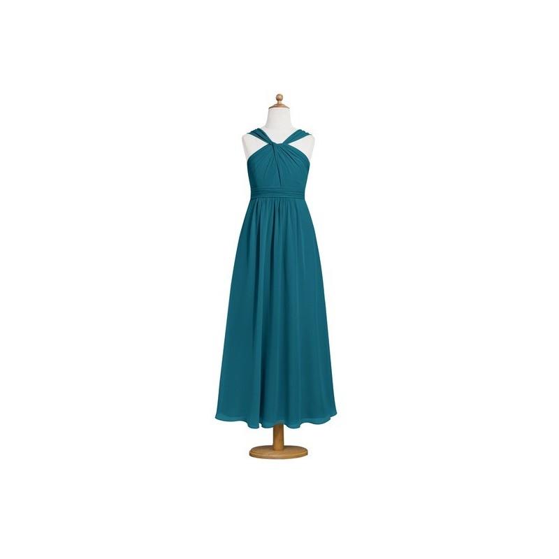 My Stuff, Ink_blue Azazie Dora JBD - Chiffon Ankle Length Back Zip V Neck Dress - Charming Bridesmai