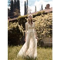 Christos Costarellos Spring/Summer 2018 Vintage Sweep Train Ivory V-Neck Aline 3/4 Sleeves Appliques