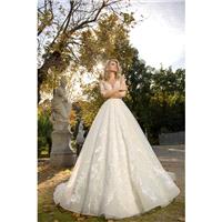 Louise Sposa 2018 Mersedes Ivory Chapel Train Sweet Long Sleeves Ball Gown Illusion Pearl Buttons Ap
