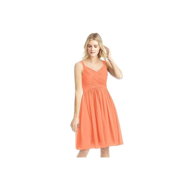 My Stuff, Papaya Azazie Mikaela - V Neck Bow/Tie Back Knee Length Chiffon Dress - Simple Bridesmaid