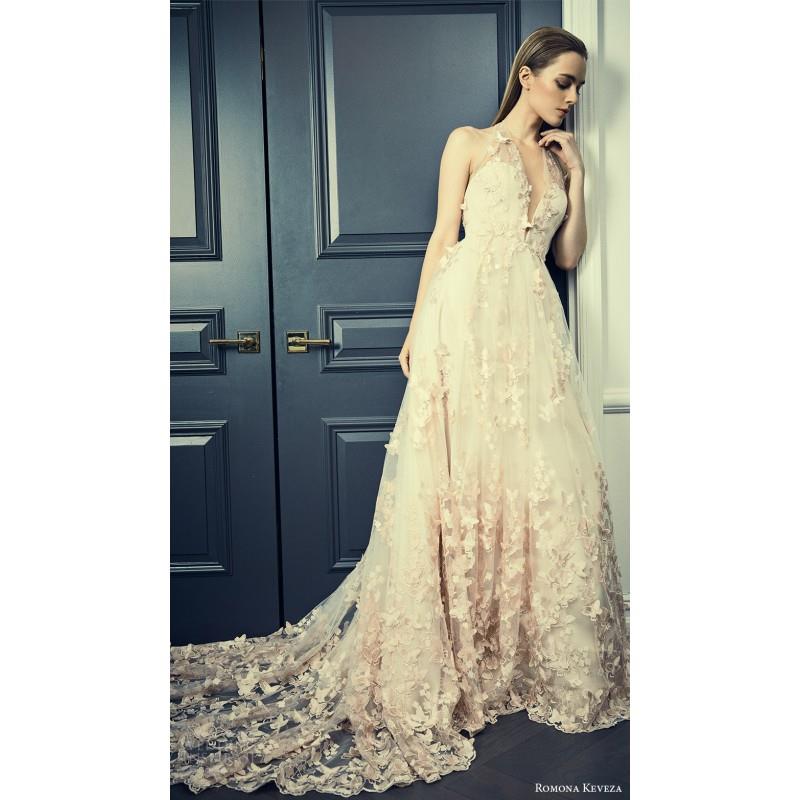 My Stuff, Romona Keveza rk8405 Spring/Summer 2018 Aline Halter Sweet Court Train Pink Lace Hand-made