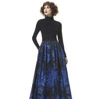 Black/Indigo Full Sleeved Ball Gown by Theia - Color Your Classy Wardrobe