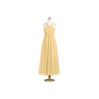 Gold Azazie Dora JBD - V Neck Ankle Length Back Zip Chiffon Dress - Charming Bridesmaids Store
