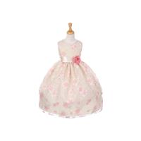 Taupe Floral Organza Dress w/ Sash Style: D6339 - Charming Wedding Party Dresses|Unique Wedding Dres