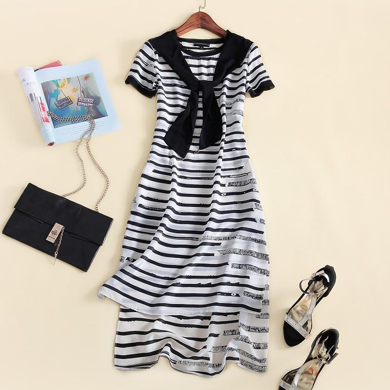 My Stuff, Vogue Dyed Stripped Silk Dress - Lafannie Fashion Shop