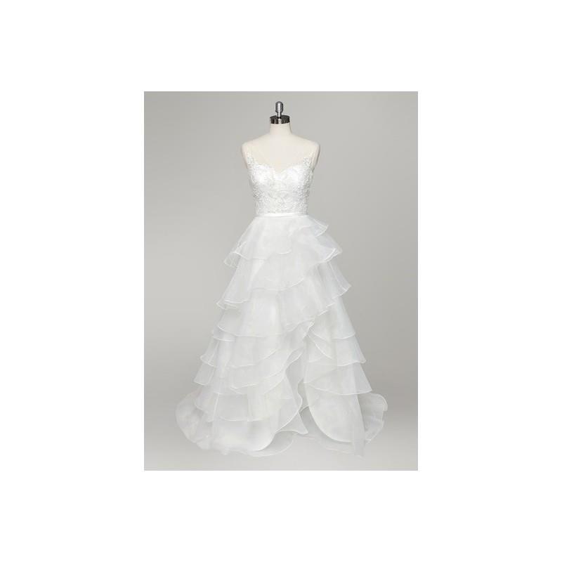 My Stuff, Ivory Azazie Azura BG - Illusion Sweep Train Illusion Organza And Lace Dress - Charming Br