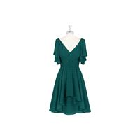 Peacock Azazie Ayana - Chiffon Knee Length V Back V Neck Dress - Charming Bridesmaids Store