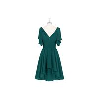 Peacock Azazie Ayana - Chiffon Knee Length V Back V Neck Dress - Charming Bridesmaids Store