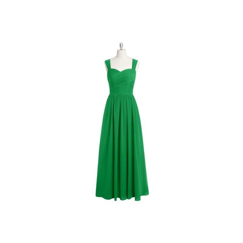 My Stuff, Emerald Azazie Zapheira - Back Zip Floor Length Chiffon Sweetheart Dress - Simple Bridesma