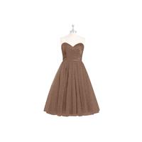 Brown Azazie Reina - Tulle And Satin Corset Knee Length Sweetheart Dress - Charming Bridesmaids Stor