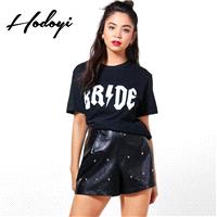 2017 summer new product women's fashion solid color letters print short sleeves loose T-Shirt - Bonn