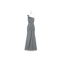 Steel_grey Azazie Carissa - Strap Detail One Shoulder Floor Length Chiffon Dress - Charming Bridesma