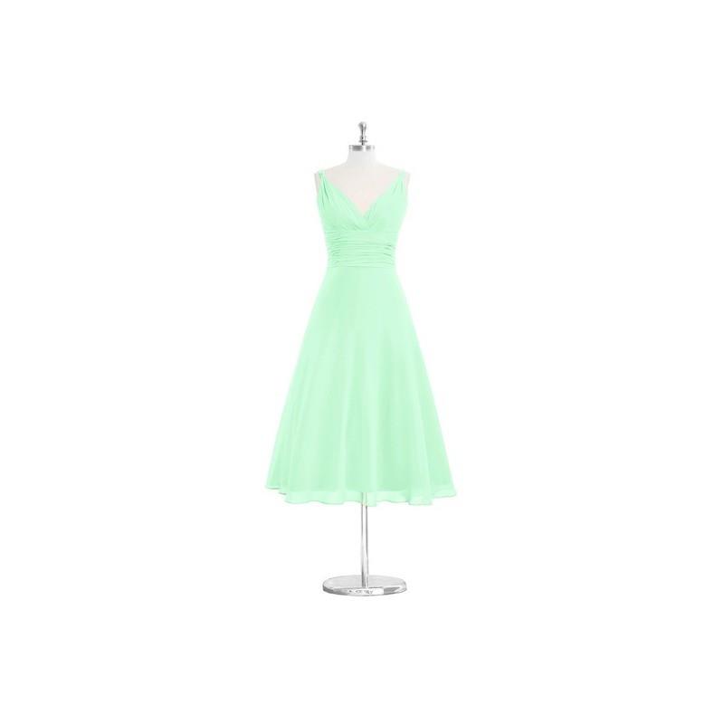 My Stuff, Mint_green Azazie Jayla - V Neck V Back Tea Length Chiffon Dress - Charming Bridesmaids St