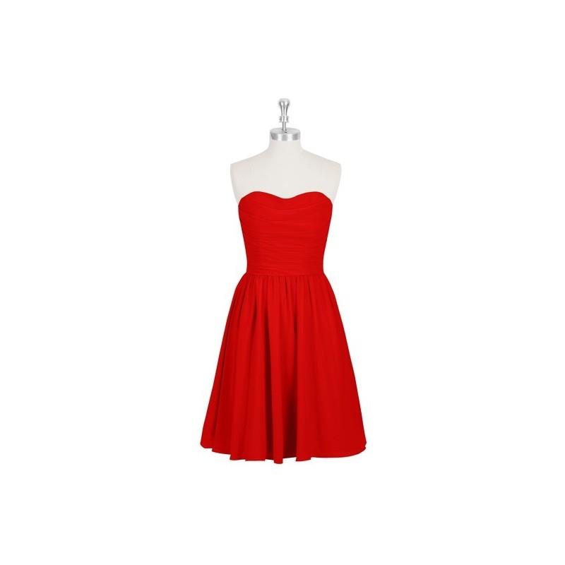 My Stuff, Red Azazie Kaiya - Chiffon Knee Length Sweetheart Back Zip Dress - Charming Bridesmaids St