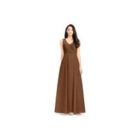 Brown Azazie Britney - V Neck Keyhole Chiffon And Lace Floor Length Dress - Simple Bridesmaid Dresse