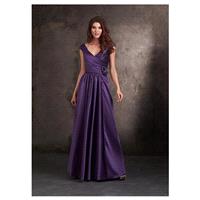 Chic Taffeta V-neck Neckline Floor-length A-line Bridesmaid Dress - overpinks.com