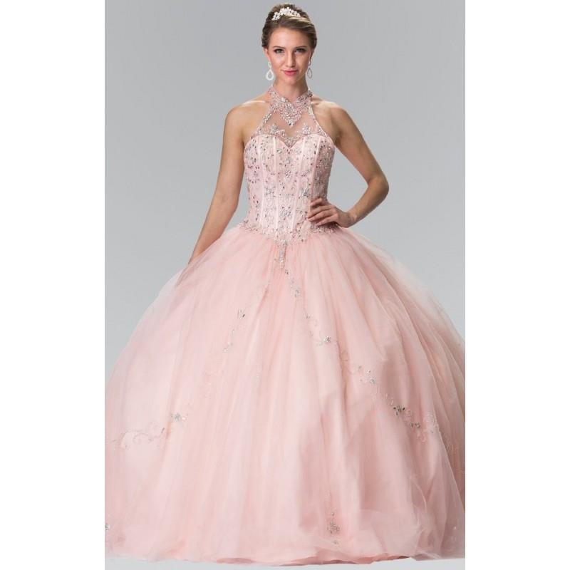My Stuff, Elizabeth K - Bead Embellished Halter Neck Tulle Ballgown GL2348 - Designer Party Dress &
