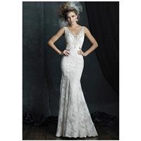 Allure Couture C381 - Sheath V-Neck Natural Floor Chapel Lace Beading - Formal Bridesmaid Dresses 20
