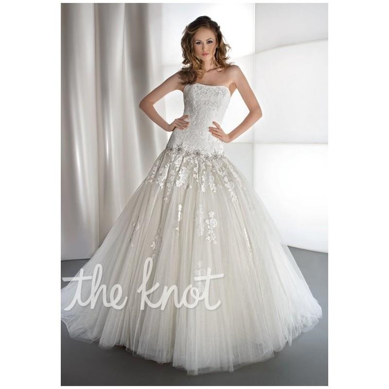 My Stuff, Demetrios 1439 - Ball Gown Strapless Dropped Floor Chapel Tulle White or Ivory Lace Corset