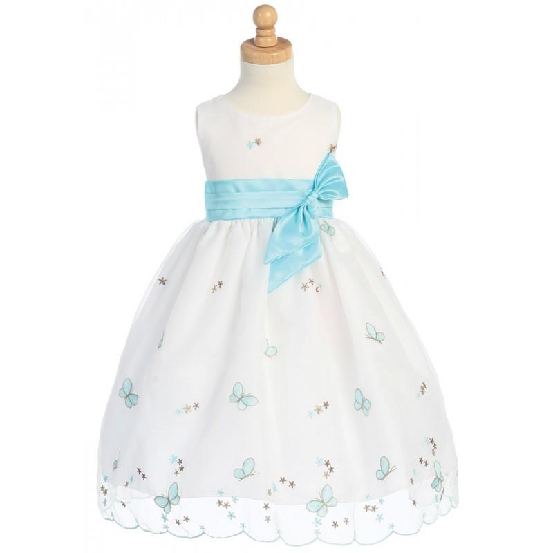 My Stuff, Tiffany Blue Embroidered Butterfly Organza Dress w/Taffeta Waistband Style: LM620 - Charmi