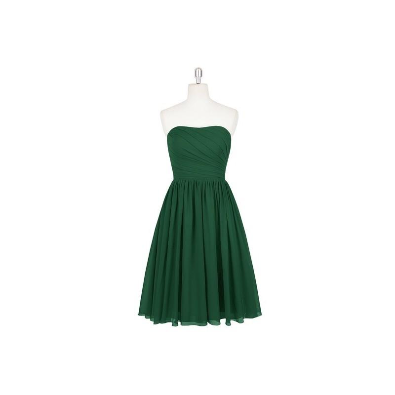 My Stuff, Dark_green Azazie Katie - Side Zip Knee Length Sweetheart Chiffon Dress - Charming Bridesm