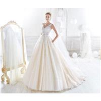 Nicole 2018 NIAB18070 Sleeveless Sweet Ball Gown Champagne V-Neck Chapel Train Appliques Covered But