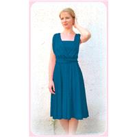 Tailored to Size & Length Bridesmaids dress in blue petrol color  short straight hem Convertible/Inf