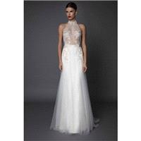Muse by Berta Fall/Winter 2017 ARMANDA Sweep Train Sexy White Sleeveless Halter Aline Tulle Embroide
