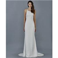Kelly Faetanini Fall/Winter 2018 ARIA Sweep Train Simple Ivory Appliques Jewel Satin Column Sleevele