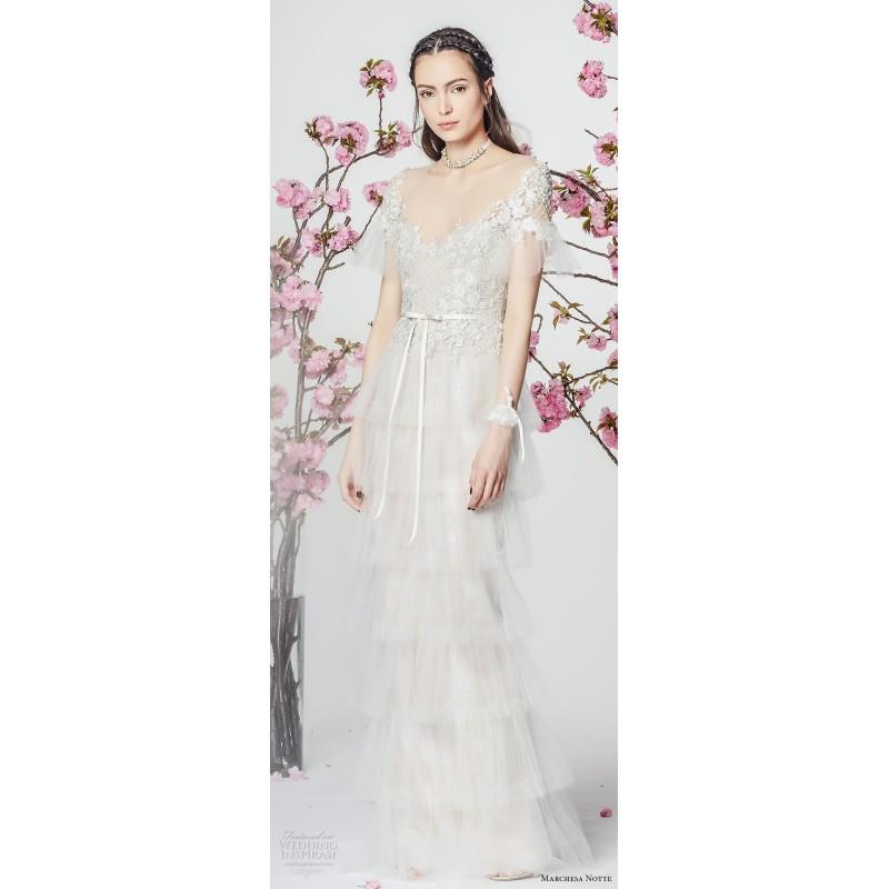 My Stuff, Marchesa Notte Spring/Summer 2018 Column Scoop Neck Wedding Dress Elegant Ivory Column Tul