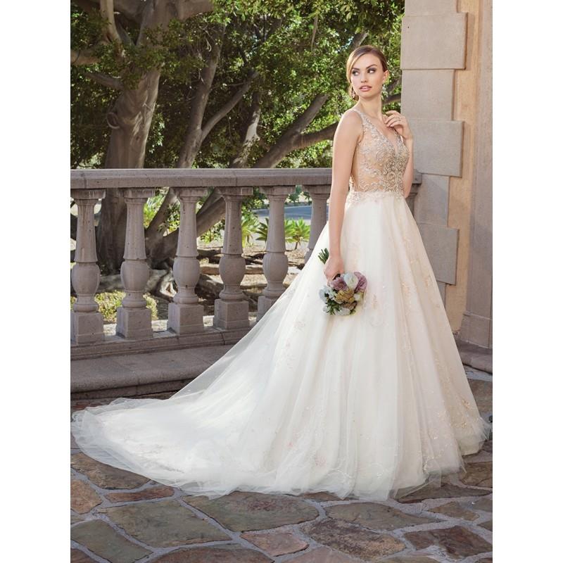 My Stuff, Casablanca Bridal 2018 2316 Sable Ball Gown V-Neck Sleeveless Elegant Chapel Train Champag