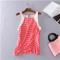 Must-have Split Front Slimming Lace Stripped Soft Comfortable Sleeveless Top - Discount Fashion in b