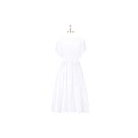 White Azazie Alejandra - Chiffon Back Zip Knee Length Scoop Dress - Charming Bridesmaids Store