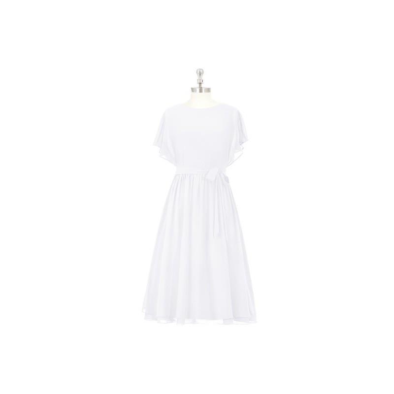 My Stuff, White Azazie Alejandra - Chiffon Back Zip Knee Length Scoop Dress - Charming Bridesmaids S