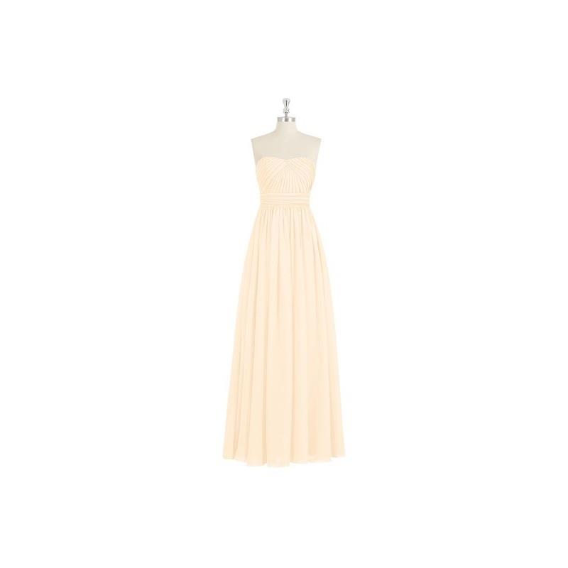 My Stuff, Peach Azazie Milagros - Floor Length Chiffon Sweetheart Back Zip Dress - Charming Bridesma