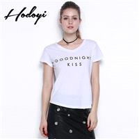 Ladies summer 2017 new letter print white t shirts women summer slim sexy v neck short sleeve loose