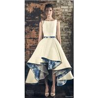 Sareh Nouri Fall/Winter 2018 Esme Asymmetrical High Low Ball Gown Bateau Printing Satin Sleeveless W