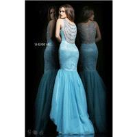 Aqua/Silver Sherri Hill 11090 - Mermaid Sheer Dress - Customize Your Prom Dress