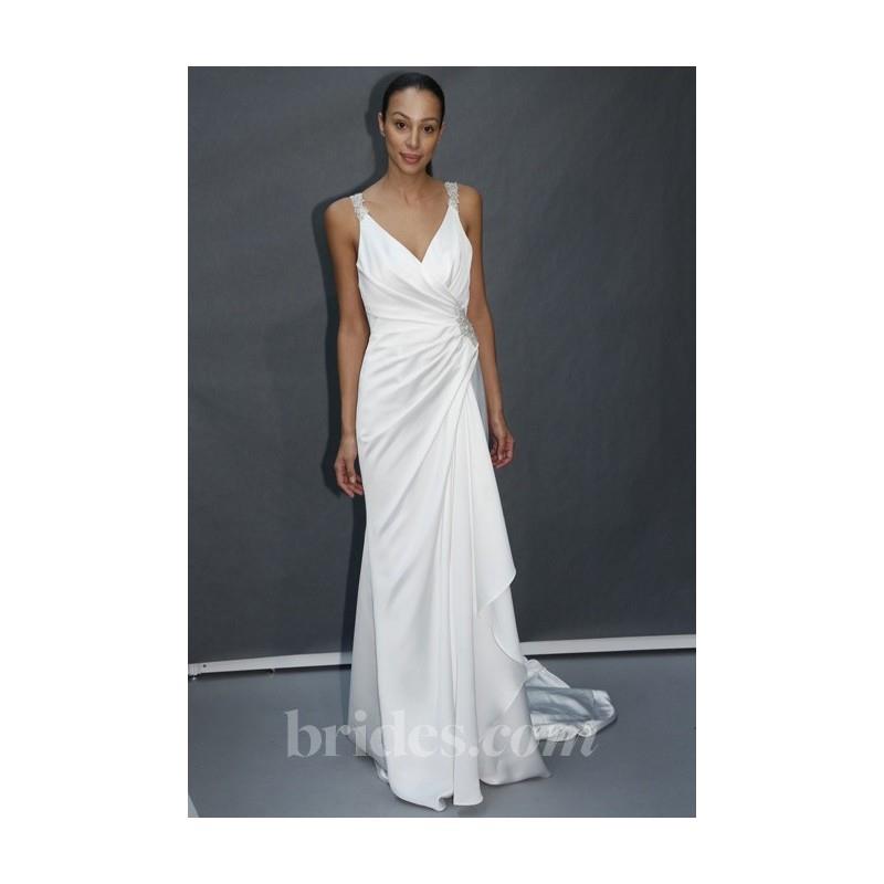 My Stuff, Enzoani - 2013 - Sleeveless Satin Sheath Wedding Dress with Beaded Straps - Stunning Cheap