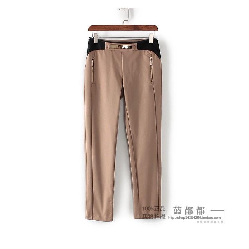 My Stuff, Vintage Attractive Split Front Zipper Up White Comfortable Coffee Long Trouser - Lafannie