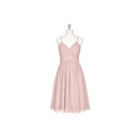 Dusty_rose Azazie Sonia - Knee Length V Neck Back Zip Chiffon Dress - Simple Bridesmaid Dresses & Ea