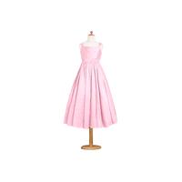 Candy_pink Azazie Penny JBD - Tea Length Taffeta Bow/Tie Back Dress - Charming Bridesmaids Store