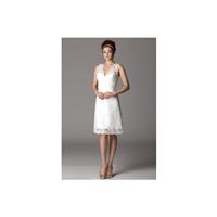 Aria SP14 Dress 2 - Aria Below the Knee Ivory Spring 2014 Sheath V-Neck - Rolierosie One Wedding Sto