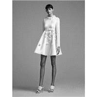 Viktor&Rolf Fall/Winter 2018 Mini/Short Sweet Ivory High Neck Long Sleeves Empire Satin Hand-made Fl